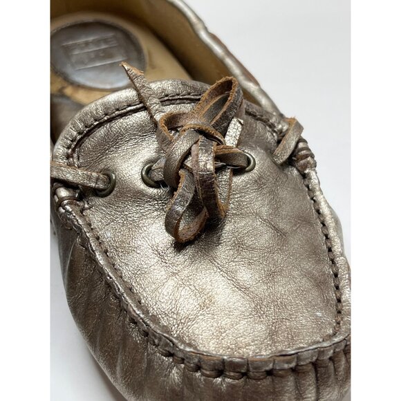 Frye Regan Campus Driver Gold Chrome Metallic Slip-on Leather Loafer Size‎ 7.5 - Picture 3 of 10